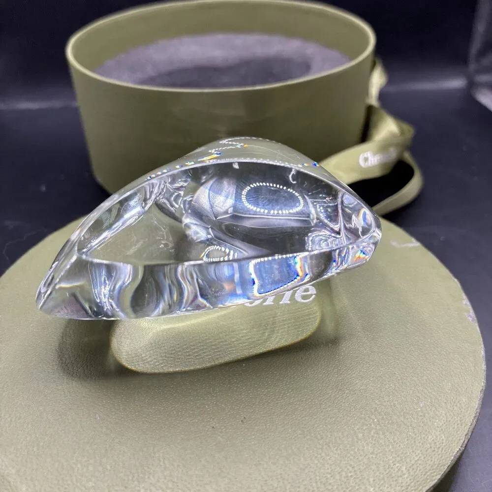 CHRISTOFLE Vintage Clear Crystal Glass Heart Paperweight